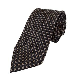 Michael Kors Mens Silk Blend Geometric Pattern‎ Tie Black Tan Business